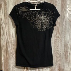 Reserved Black Fitted Graphic T-Shirt